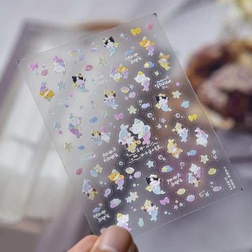 5D Embossed Under The Sea Stickers for Nail Art Jelly Fish Self-Adhesive Nail Art Decals for Women Nail Supplies Art Design Stickers (to5111) - style: to5111
