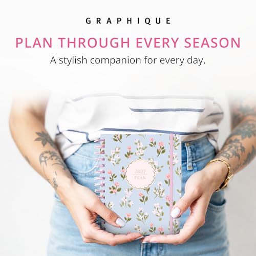 Graphique Floral 18 Month Planner, July 2026 – Dec. 2027, Hardbound Spiral Planner with Monthly Tabs, Holidays & Reminder Stickers, 6 x 8 - color: Floral