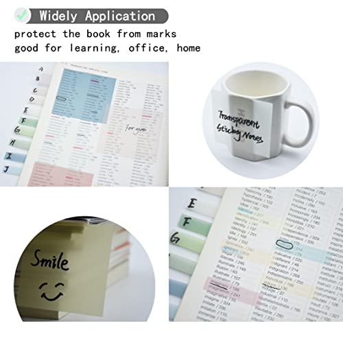 YOUDEFUL 800Pcs Transparent Sticky Note, 3"x3" Clear Sticky Note, Morandi - size: Square Morandi