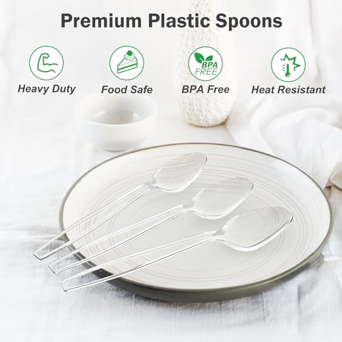 Dealusy 360 Count Clear Plastic Spoons Disposable - color: Clear