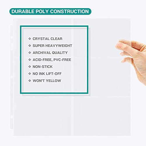 Dunwell 12x12 Scrapbook Page Protectors - 4x6 Photo Sleeves for 3 Ring Binder, 4x6 Photo Album Pages (25-Pack, Horizontal), Holds 300 Pictures, Scrapbooking Refill Sleeves, Fits Pioneer & WRMK Albums - size: 25 Pack, style: 4x6" Horizontal