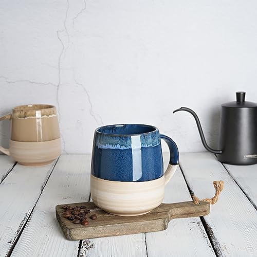 Bosmarlin Extra Large Ceramic Coffee Mug, 23 Oz, Dishwasher and Microwave Safe, Oversized Big Tea Cup, Reactive Glaze (Deep Blue) - color: Deep Blue
