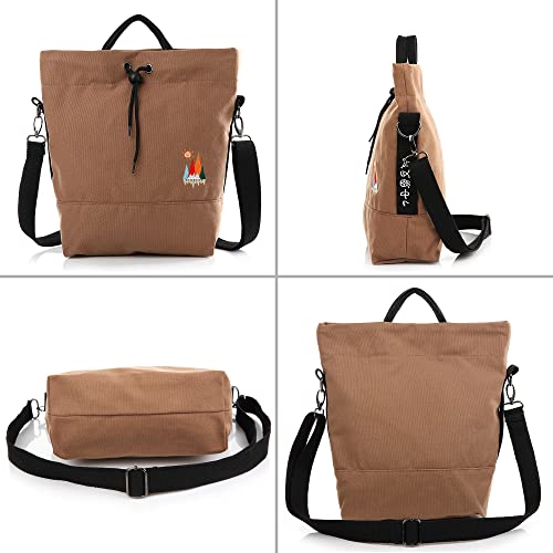 Togood Canvas Crossbody Bag for Women Tote Handbag Slouchy Shoulder Bag - color: Brown
