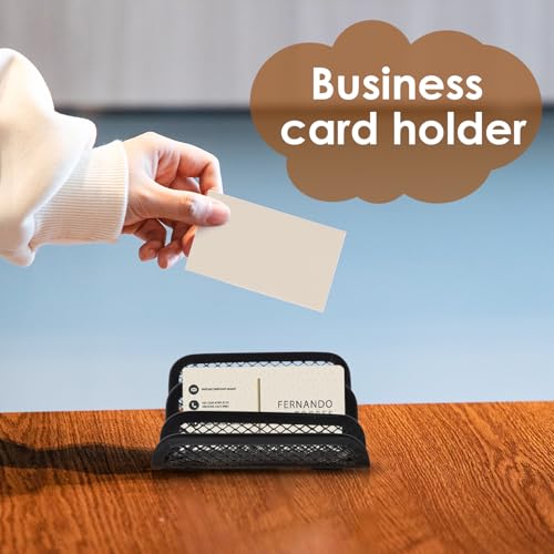 Chris.W Desktop Stacking Business Card File Holder/Stand from, 3-Tier, Metal Mesh Collection (Black)