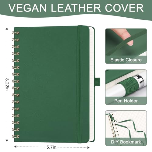 AHGXG Graph Paper Notebook, 140 Pages, A5 (5.7" x 8.3") - color: Dark Green, style: A5-Graph
