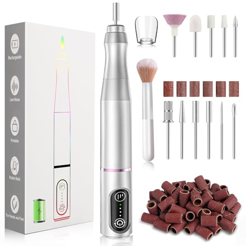 TUOBEO Cordless Nail Drill Electric Nail File Kit, Rechargeable Efile Set - color: Silver