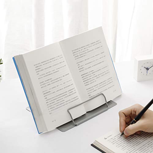MSDADA Desk Book Stand Metal Reading Book Holder Angle Adjustable Stand - color: Grey