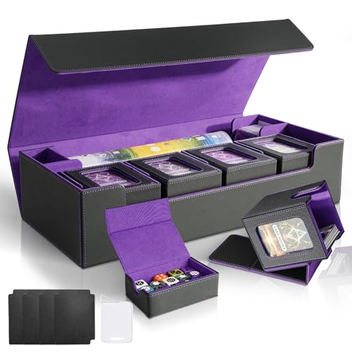 Card Deck Box for MTG Commander, Large 6 in 1 Card Display Deck Case - color: Black & Purple, size: 6 Boxes Set