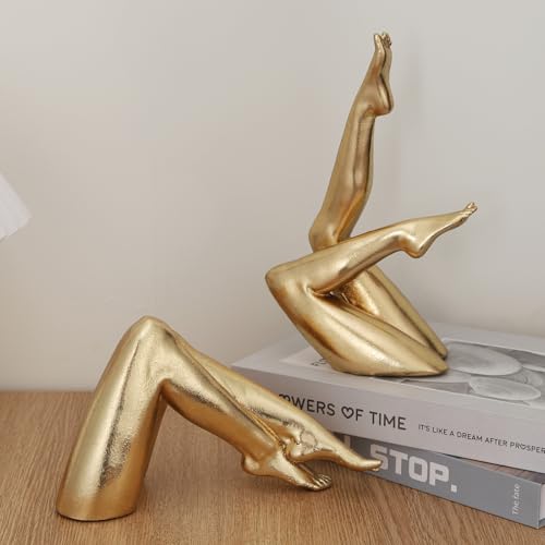 Golden Legs Sculpture Resin Statues Living Room Home Decor Bent Leg - color: Bent Leg