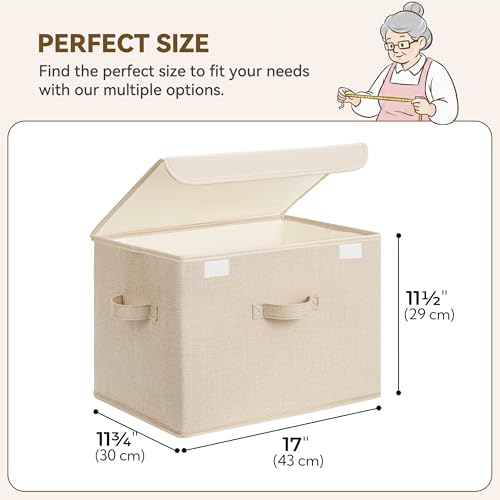 GRANNY SAYS Memory Keepsake Storage Box, Fabric Storage Bins with Lids - color: Khaki, size: Extra Large