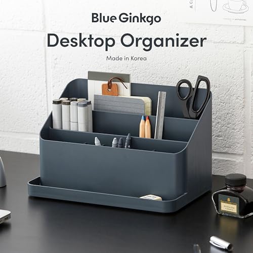 BLUE GINKGO Desk Organizer, Office Supplies, Blue, Made in Korea - color: Prussian Blue, size: ORGANIZER