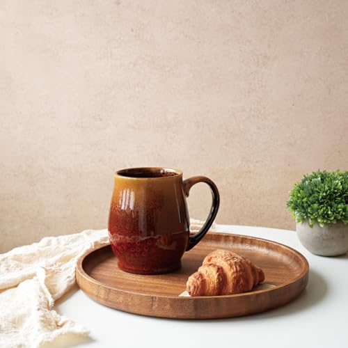 Bosmarlin Extra Large Ceramic Coffee Mug, 24 Oz, Dishwasher and Microwave Safe, Big Oversized Tea Cup, Reactive Glaze (Orange&Red) - color: Orange&Red