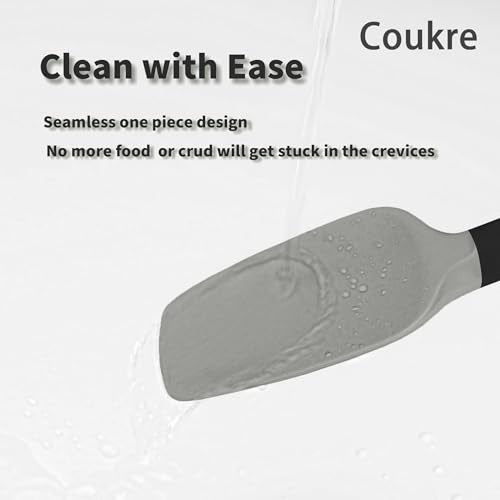 Coukre Silicone Spatula Set of 5,High Temperature Resistant, Food Grade Silicone, Dishwasher Safe, for Baking, Cooking (Gray Black) - color: Gray Black