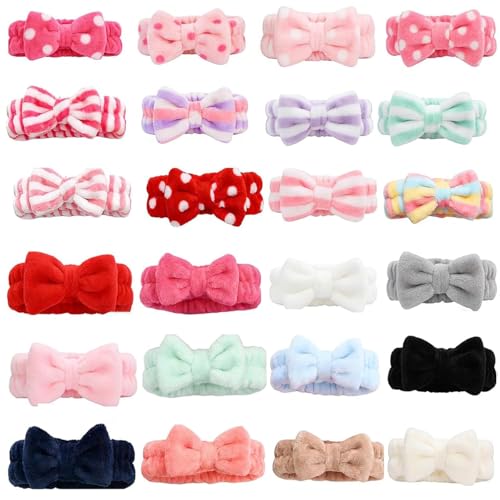 24 Pieces Spa Headband Facial Makeup Bow Hairband Women Face Wash