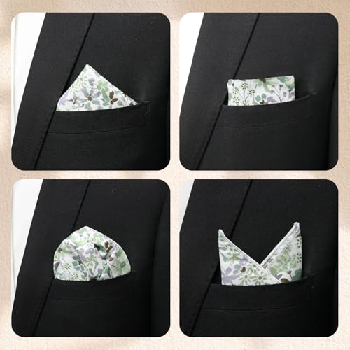 Cotton Floral Handkerchiefs for Men Wedding Evening Daily Work Prom - color: Green,grey,white