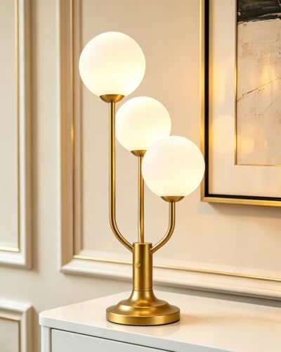 Lightdot Gold Globe Table Lamp for Bedroom Gift G9 Bulbs Included Dimmable - color: 04-Gold-Globe-3U