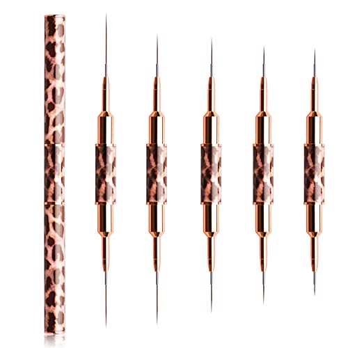 Nail Art Brushes -Double Ended Nail Art Liner Brushes 10 Heads Brush Set - color: Leopard Brown