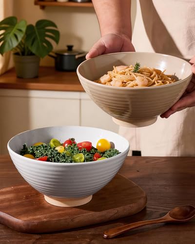 Milkyway 54 oz Large Ramen Bowls Set of 2, Cinnamon Brown & Light Gray - color: Cinnamon Brown & Light Gray