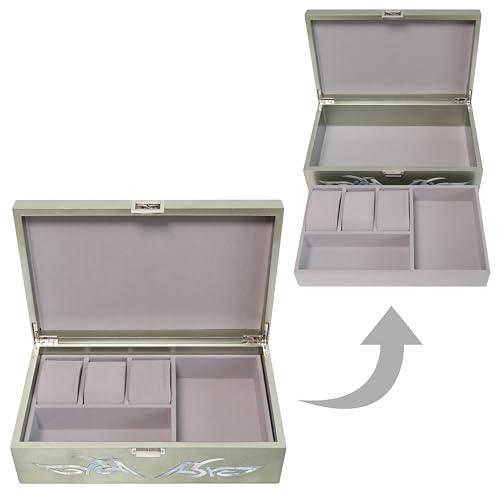 MADDesign Mother of Pearl Watch Box Jewelry Organizer (Metallic Silver) - color: Metallic Silver