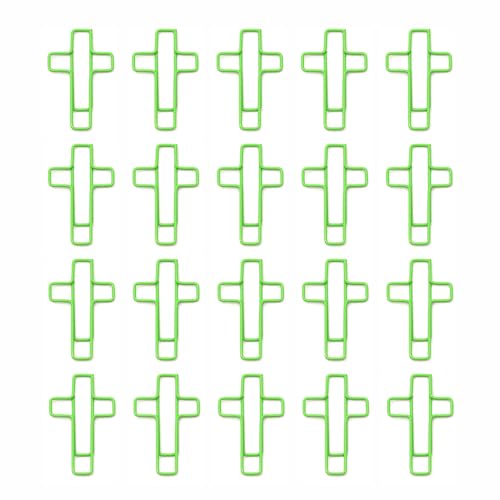 20 PCS Cross Paper Clips, Bookmark, Paper Clips for Bibles Study Supplies, Bible Study Kit Cute Binder Clip, Christian Gifts (Green) - color: Green