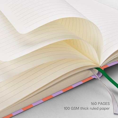 &And Per Se Lined Hardcover Notebook – A5 5.7"x8" College Ruled, 160 Pages, 100gsm Thick Paper – Aesthetic Journal for Women, Gift-Ready Planner, Everyday Writing Notebook (Color Block) - color: k.Color Block, style: Lined with Pattern