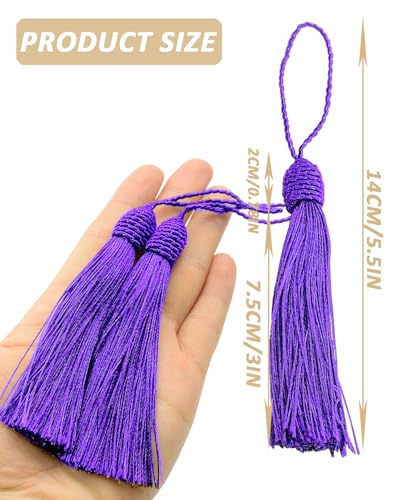 50 Pieces Tassel Bookmark with Loop,Tassels for Crafts,Decorative Tassel for Keychain Jewelry Making Curtain Blanket Graduation Decoration Wedding Favors (Lilac) - color: Lilac