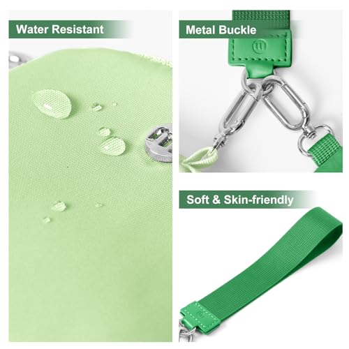 Keychain Wallet Mini Zip Around Wristlet Wallets for Women Detachable Dual Pouch Wristlet Portable Coin Purse Small Wallets - color: Green+Light green