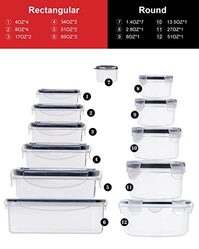 FOOYOO 56 Pcs Large Food Storage Containers Set with Lids (28 Containers + 28 Lids), Airtight Plastic Storage Containers for Pantry & Kitchen Organization, BPA-Free, Leak-Proof - color: Transparent - 56 Pcs