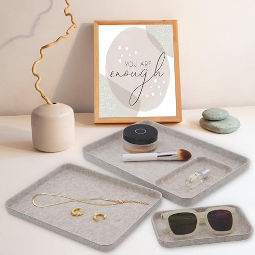 Welaxy Felt Nightstand Organizer 4pc Oatmeal Entryway Caddy DND Dice Tray - color: Oatmeal