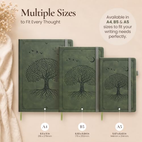 Lined Journal Notebook Hardcover Leather Bound 200 Pages A5 Green Diary - color: Light Green, size: A5 200 Pages