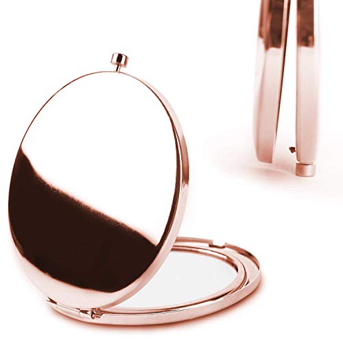 MIHAGUTY Magnifying Compact Mirror for Purses with 2 x 1x Magnification, Folding Mini Pocket Double Sided Travel Makeup Mirror,Perfect for Purse, Pocket Mirror for Gift (Rose Gold) - color: Rose Gold, size: 0"L x 0"W