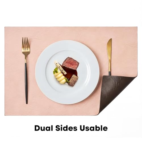 Artoid Mode Pink Faux Leather Placemats Set of 4 - color: Pink, size: 12" x 18", Rectangular Set of 4