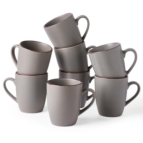 famiware Venus Coffee Mugs Set of 8, 13 oz Ceramic Stoneware Mug Cup Set - color: Dark Gray, size: 8pcs