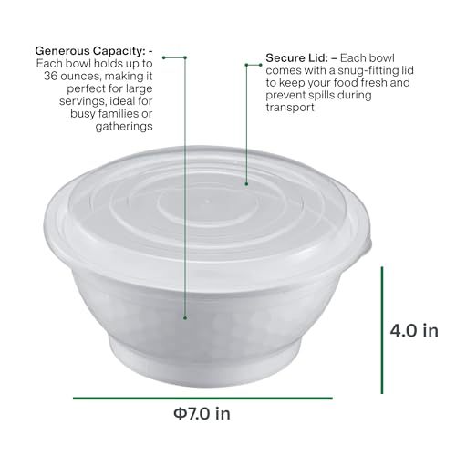 Disposable Noodle Bowls with Lids – 50 oz Microwaveable Ramen & Soup Containers, Leak-Resistant, BPA-Free, Stackable Food Storage for Restaurants & Takeout – 40 Sets, White - color: White, size: 50oz