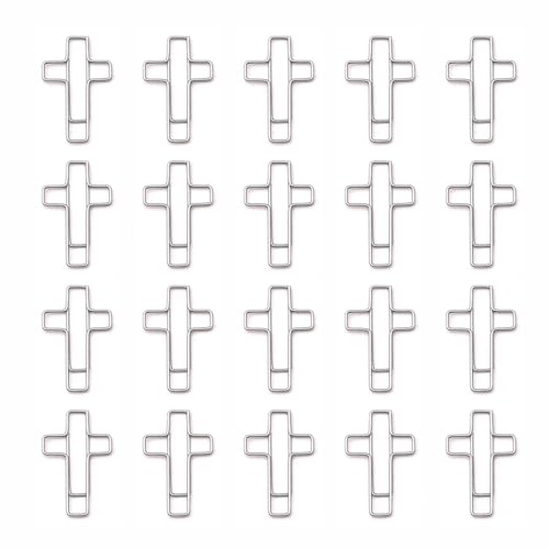 20 PCS Cross Paper Clips, Bookmark, Paper Clips for Bibles Study Supplies, Bible Study Kit Cute Binder Clip, Christian Gifts (Silver) - color: Silver