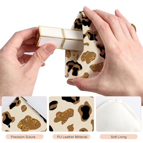 2Pcs PU Leather Small Squeeze Coin Purse Pouch Mini coin Bag Unique And Cute Wallet Cosmetic Bags Change Bag For Women Girls Men （Brown leopard print - color: Brown leopard print