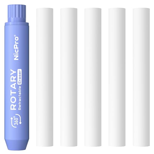 Nicpro 5+1 Pack Rotary Retractable Erasers, Soft TPE Rubber Twist - Purple - color: Purple
