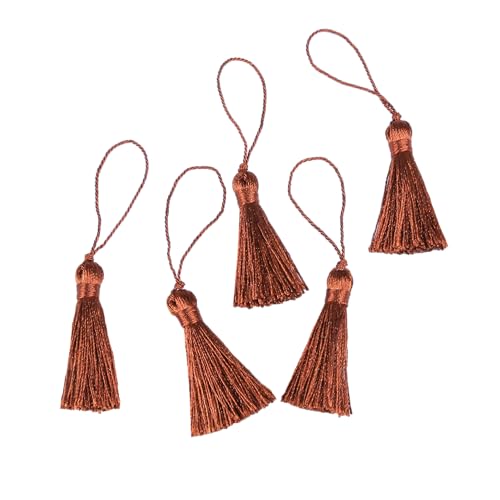 48Pcs Mini Bookmark Tassels Handmade Keychain Silky Tassel - color: 32# Rust Red