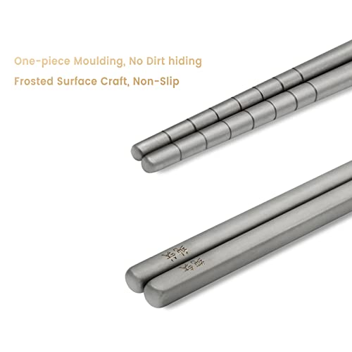 Pure Titanium Chopsticks 1 Pair with Carry Case, 9' Lightweight Reusable Travel Utensils, Non-Slip, Dishwasher Safe, Eco-Friendly, Portable, Grey, 2023 Gift - color: TKZ-Y