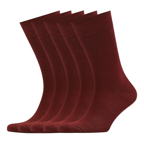 VRD Men's Dress Socks Bamboo Rayon, 5-Pack Crew Socks, Multiple Colors and Designs, Shoe Size 8-13, Gift Box - color: 18: Burgundy, 5-pack Solid