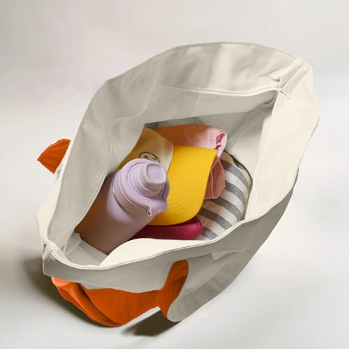 22" Heavy Duty Cotton Canvas Tote Bag (Zippered) - color: Orange