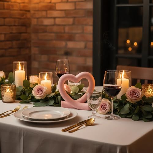 Lescafita Pink Heart Decor Sculpture, Cute Romantic Love Statue Aesthetic Room Decor for Bedroom Desk Shelf Coffee Table, Gift for Her Valentines Birthday - color: Pink