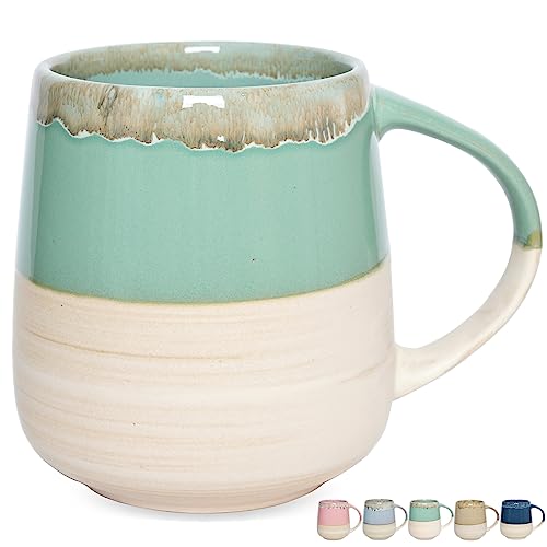 Bosmarlin Extra Large Ceramic Coffee Mug, 23 Oz, Dishwasher and Microwave Safe, Oversized Big Tea Cup, Reactive Glaze (Green) - color: Green