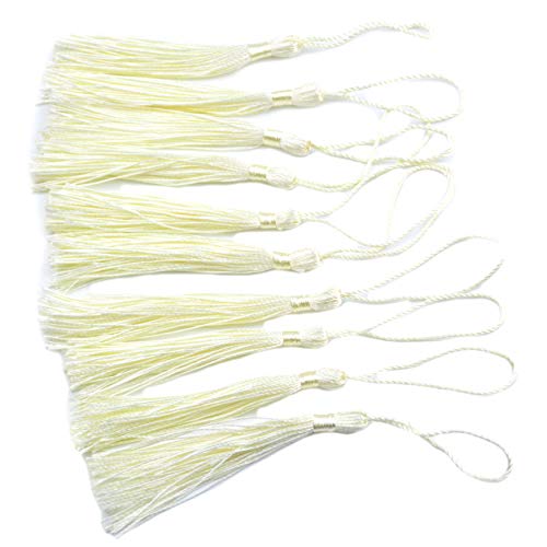 100Pcs 5 Inch Silky Bookmark Tassels for Jewelry, Souvenir(Mixed Cream) - color: #18
