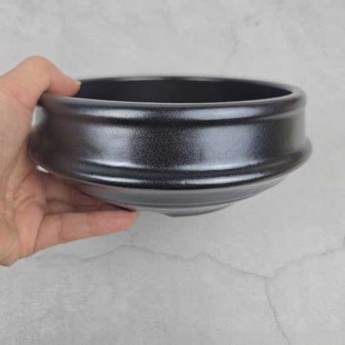 Korean Hot Pot Ttukbaegi 6.5 Inch Clay Cooking Bowl, Direct Fire Safe Ceramic Stew Pot for Soup, Rice, Noodle, Microwave & Dishwasher Safe Earthenware, Made in Korea, Black Mini Casserole (Large) - size: Large