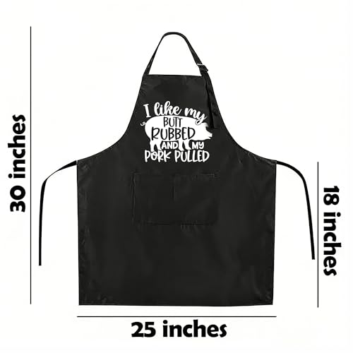 Funny Black Apron with Pockets for Man,Dad,Husband,Father in Law,Chef Daddy Women Grilling Apron BBQ Cooking Gifts - color: Apron-4