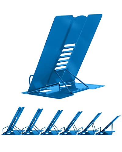 Large Book Stand Metal Reading Rest Book Holder Adjustable Cookbook Holder - color: Deep Blue