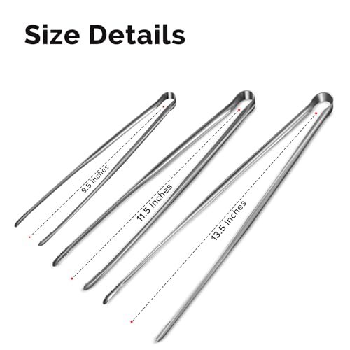 Precise Serrated Non-Slip Tips Cooking Tongs (9.5" & 11.5" & 13.5") - size: 9.5"+11.5"+13.5"