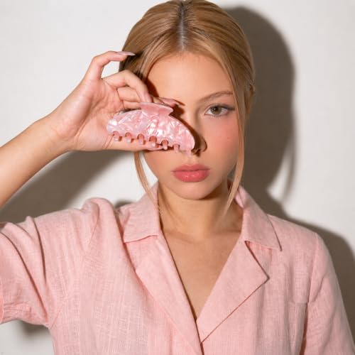 Luxury Sage Blush Hair Claw Clip, Premium Acetate, Strong Hold 4" - color: Blush Pink
