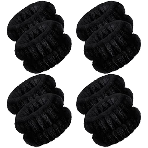 Chuangdi 4 Pairs Wrist Bands for Washing Face Microfiber,Black - color: Black